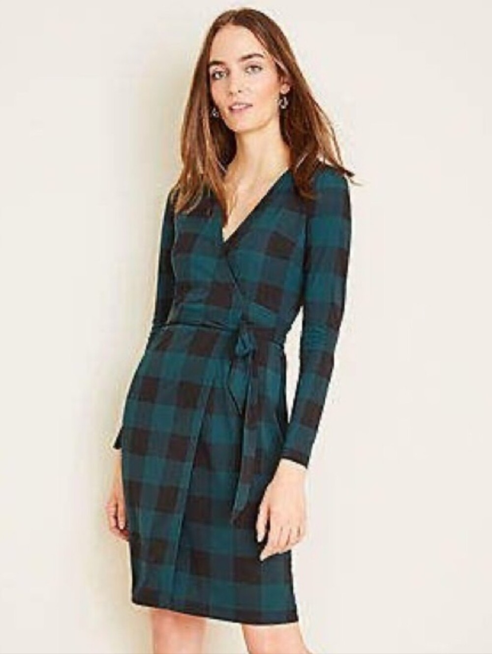 Ann Taylor Green Plaid Dress Size 6 NWT